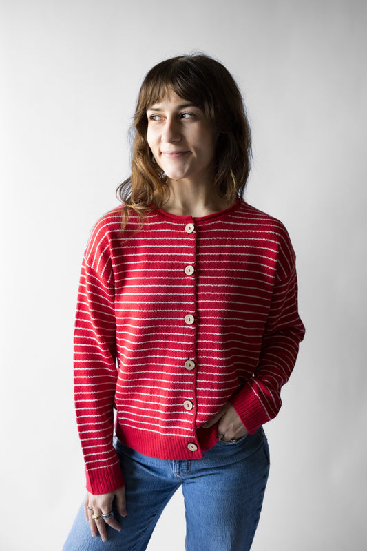 Teagan Stripe Button Down Knit Cardigan