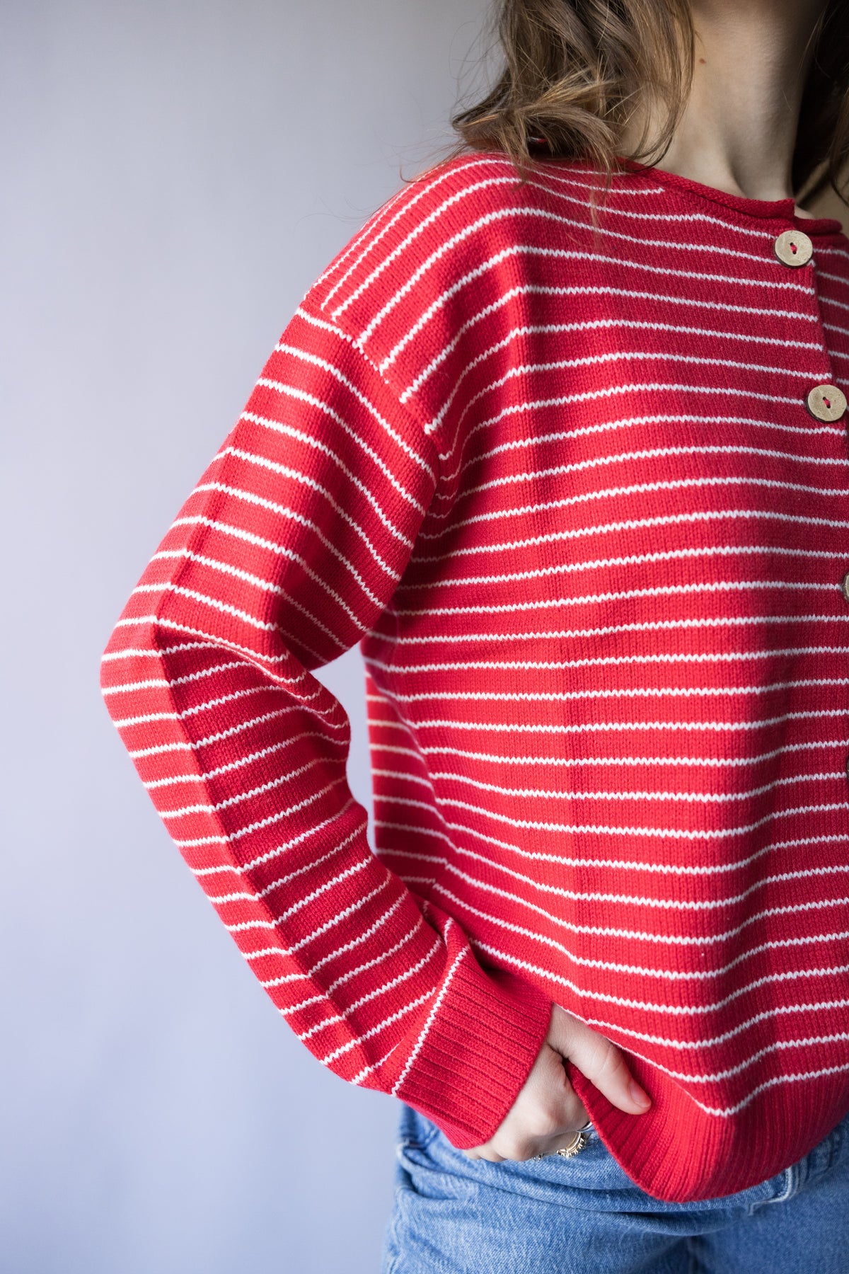 Teagan Stripe Button Down Knit Cardigan