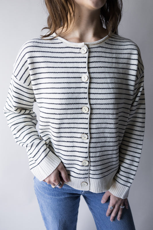 Adelaide Striped Button Down Knit Cardigan