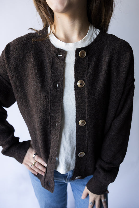 Brynn Ribbed Trim Knit Cardigan
