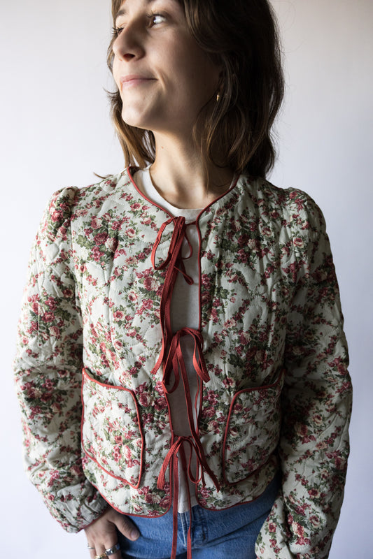 Georgia Rose Print Quilted Tie Jacket