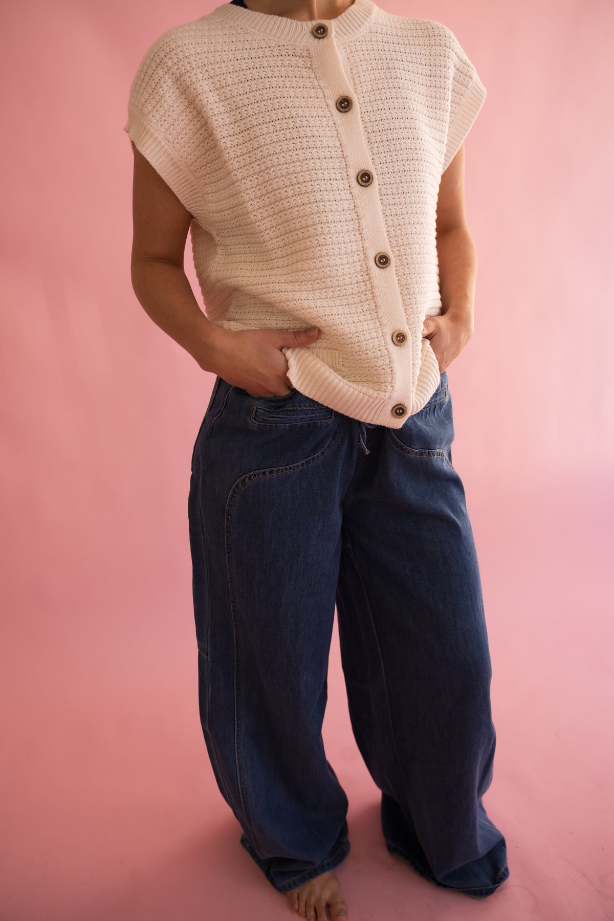 Bristol Wide Leg Denim Drawstring Pants