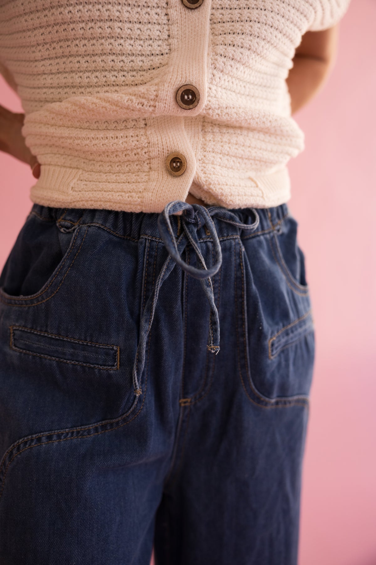 Bristol Wide Leg Denim Drawstring Pants
